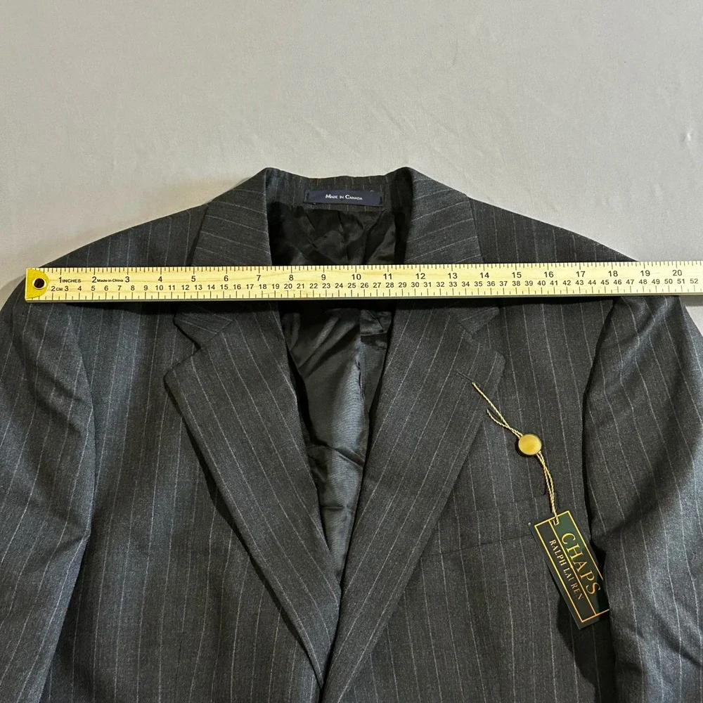 Chaps Ralph Lauren Blazer Mens 42T Grey Good Pinstripe Wool 2-Button Jacket